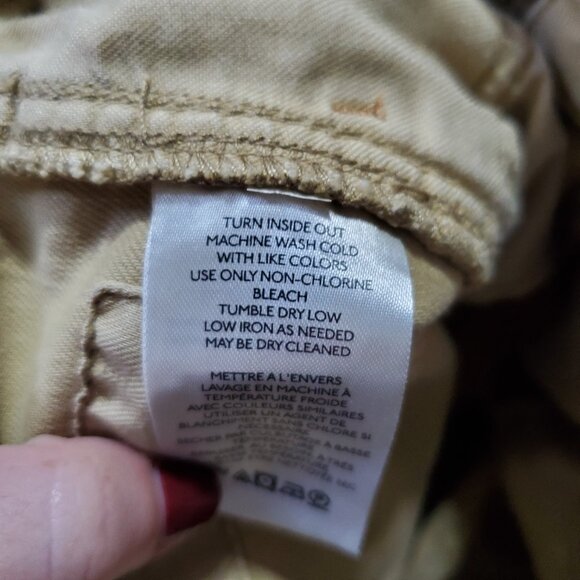 PILCRO Anthropologie Mid-Rise Slim Cargo Pants Utility Tan Yellow Women 27 x 28" - Picture 10 of 15